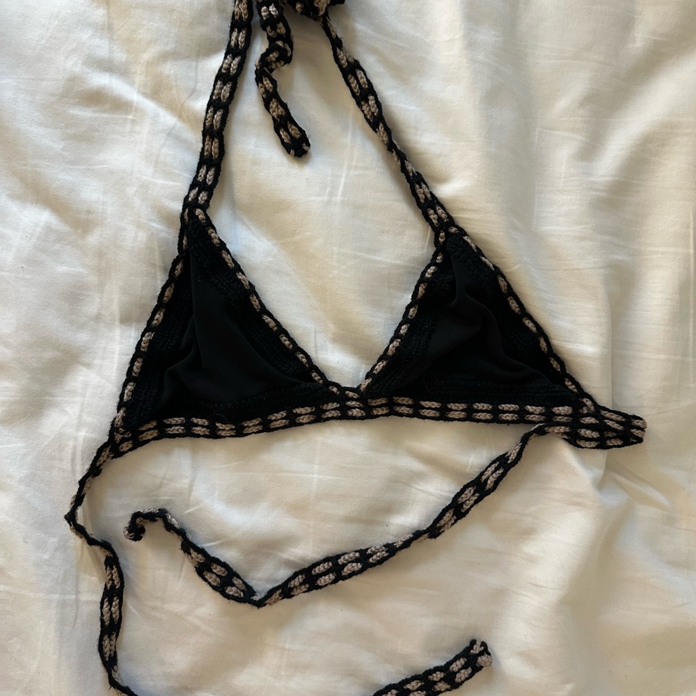 Black Crochet Bikini Top